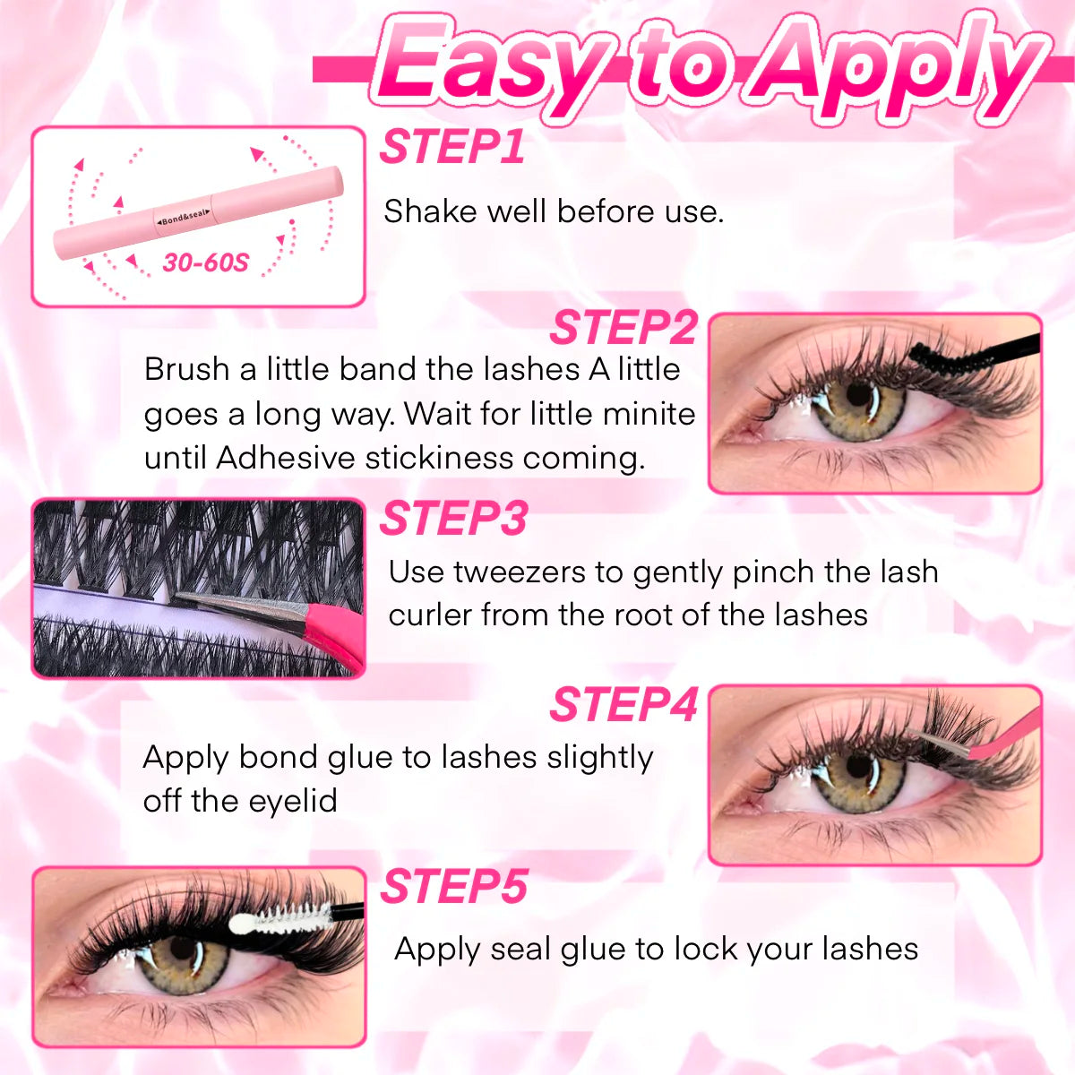 DIY Lash Extension Kit Clusters Individual Eyelashes Kit 9-16mm with Bond and Seal Wispy Natural Mange Lashes