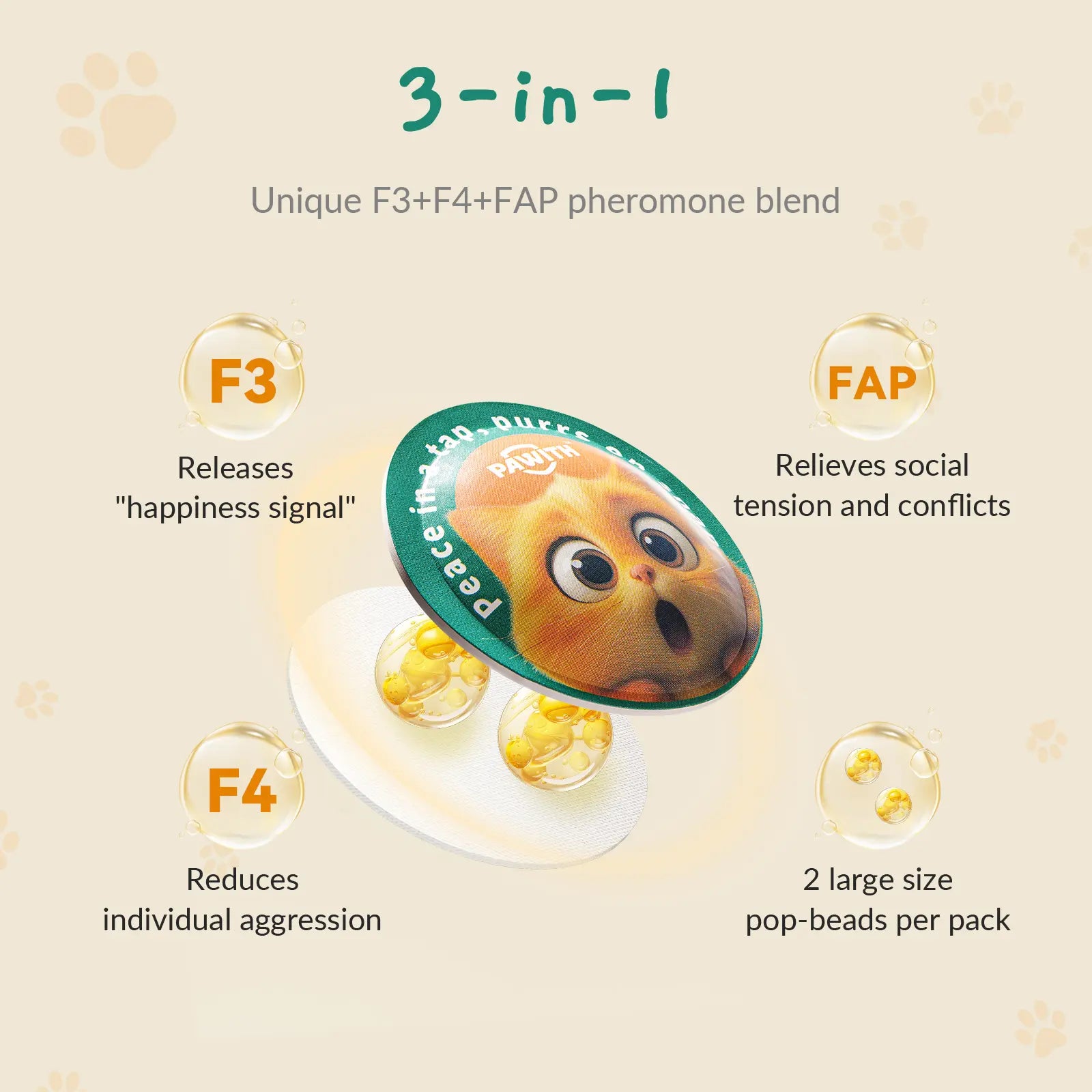 PAWITH Cat Calming Pop Patch (1 Box * 7 Patches) ,Long Lasting up to 48 Hours Per,To Help Reduce Conflicts and Signs of Tension in Multi-Cat Households,Ideal for Cat Travel, Vet Visits, Car Rides Effectively Alleviating Emergency Behaviors.